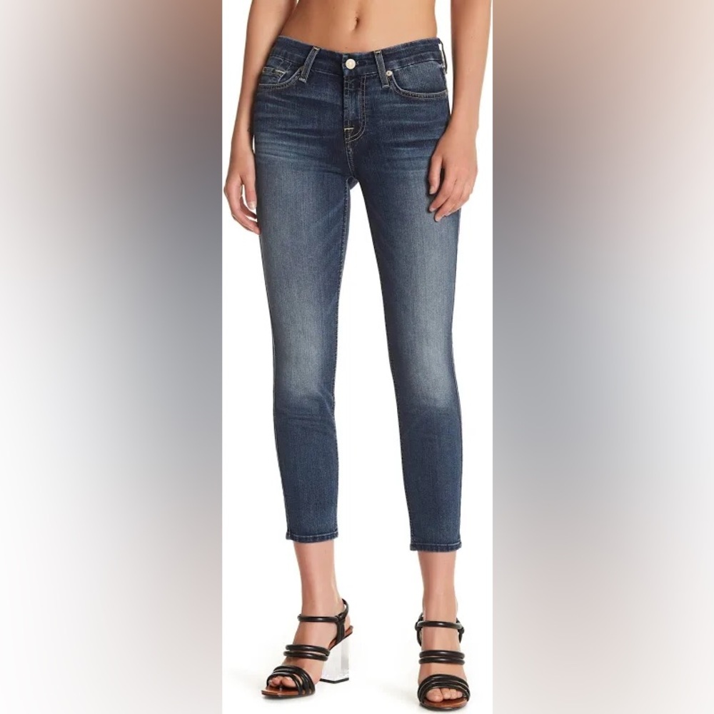 7 For All Mankind Women's Blue Kimmie Crop Skinny Jeans  29